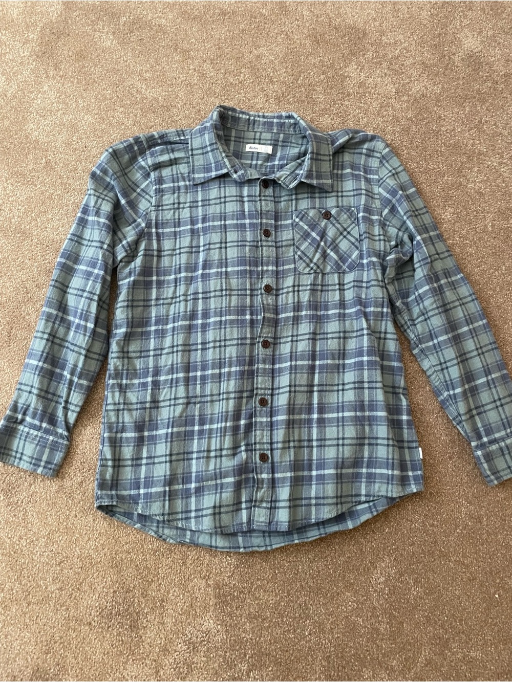 Katin children’s XL Blue and Green Plaid Button-Down Shirt